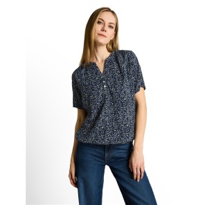 Tom Tailor blouse1049796 Marine wit lichtblauw geel